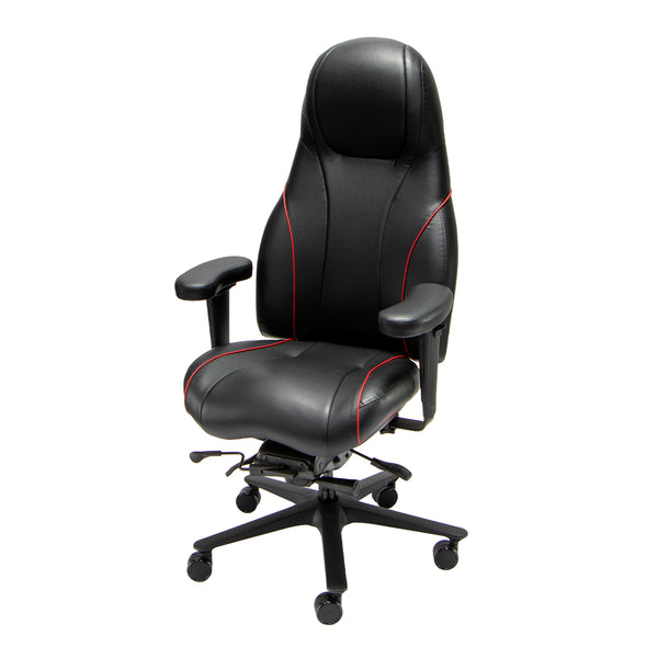 2390 Ultimate Executive™ High-Back Sports Car pattern in UltraFabric Brisa Black with Red Contrast Pipe